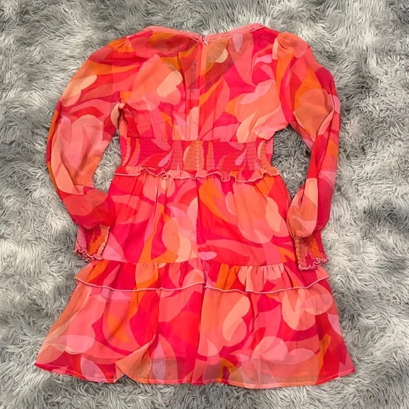 Sky to Moon- Women’s Pink & Orange Floral Ruffle Dress size Med - Picture 5 of 8